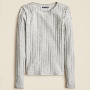 J.Crew Gray Pointelle Long Sleeve Top